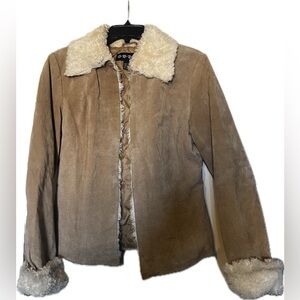 BB Dakota Tan Teddy Jacket with Cream Faux Fur Collar